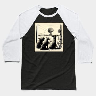 Dogs watching nuclear blast retro Baseball T-Shirt